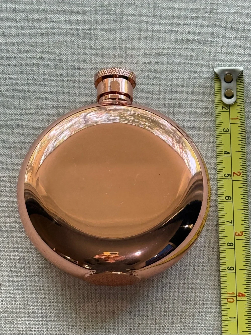 Round Copper Tone Hip Flask Rose Gold Pocket Flask